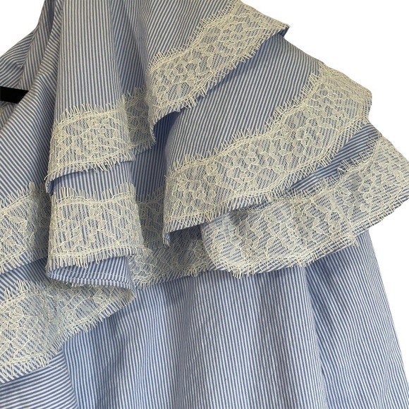 NEW Veronica Beard Isla Ruffle One Shoulder Stripe Blouse - Picture 8 of 16